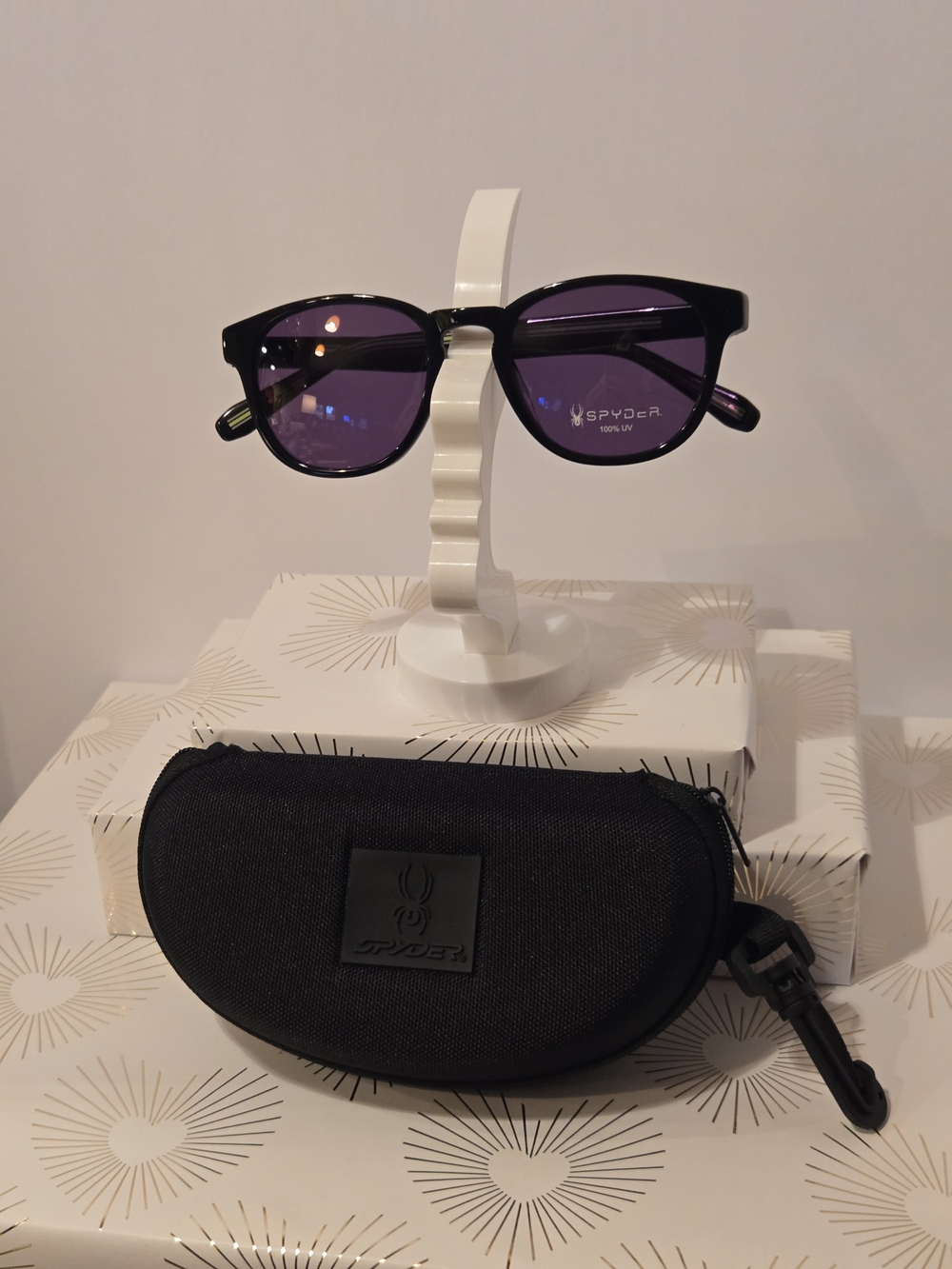 Spyder Black Frame Sunglasses with Purple Lenses